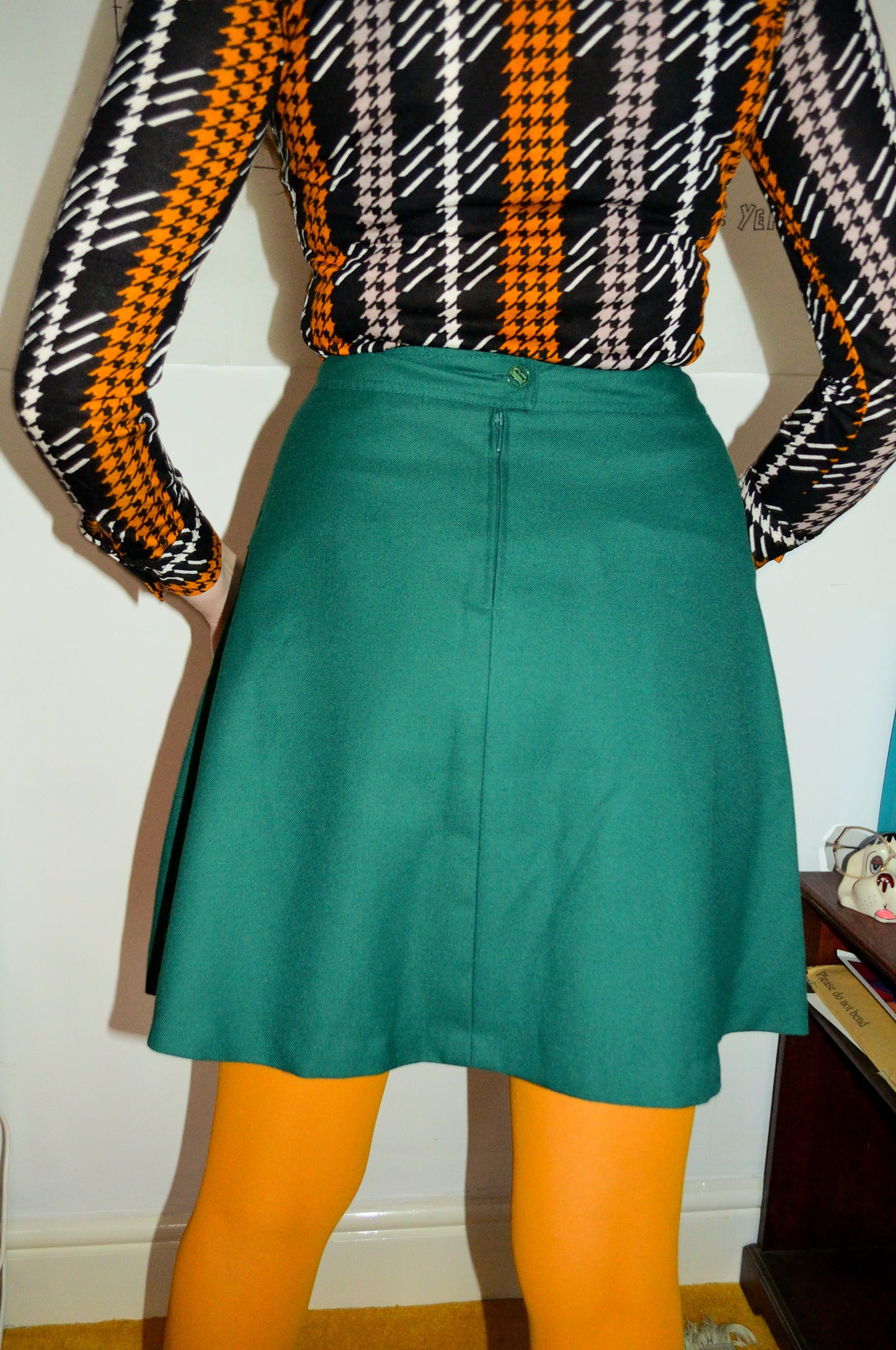 Vintage 70s Forest Green Mini Skirt