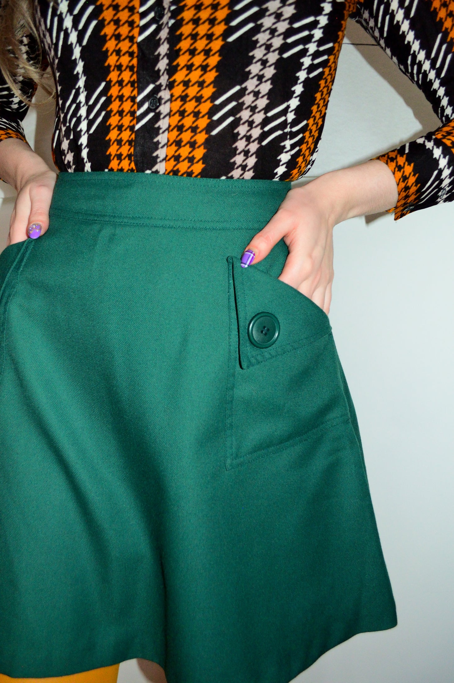 Vintage 70s Forest Green Mini Skirt