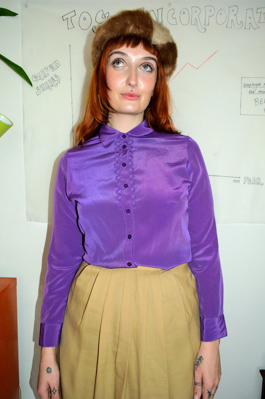 Vintage 70s Purple Scalloped Shirt