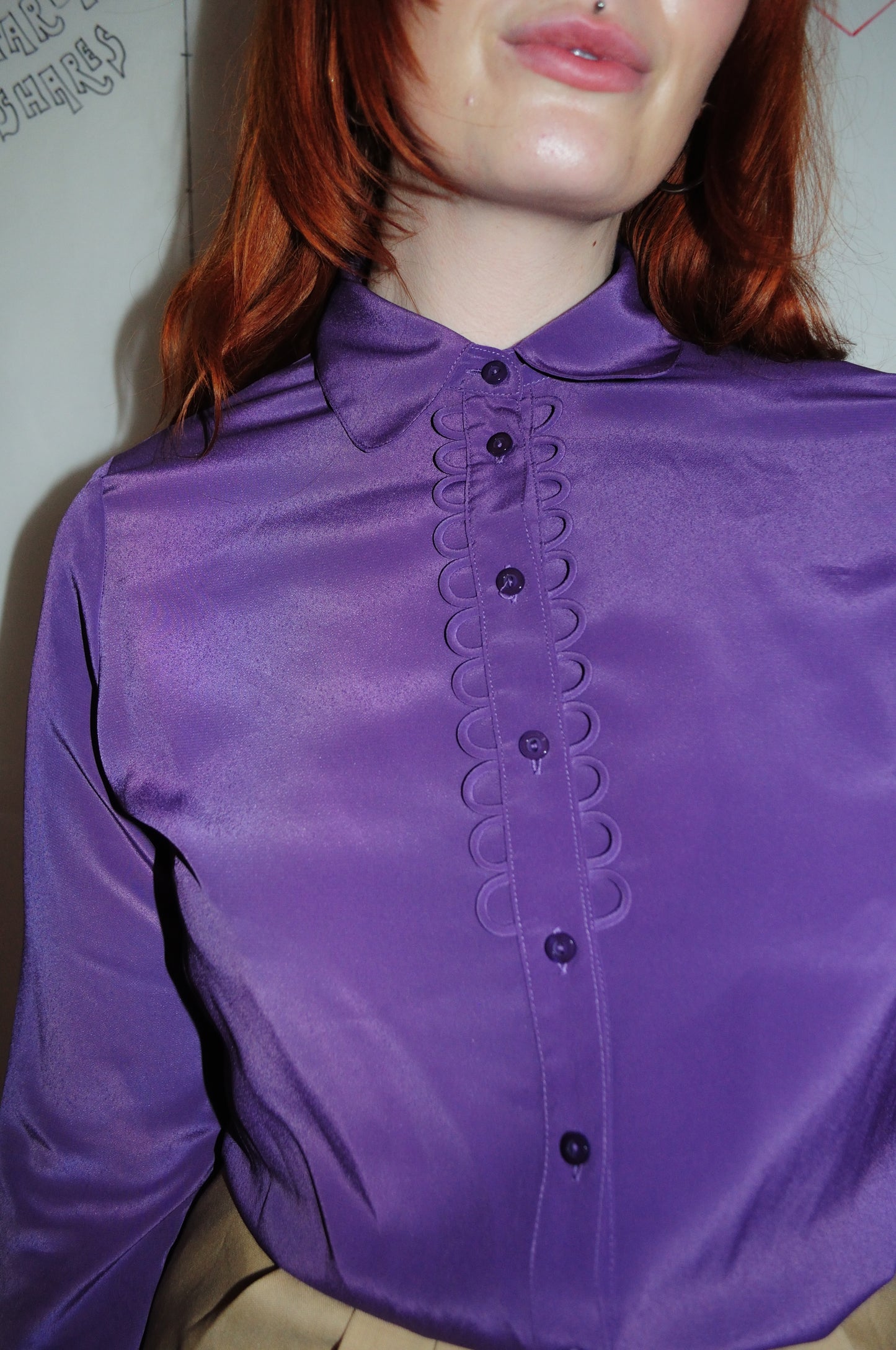 Vintage 70s Purple Scalloped Shirt