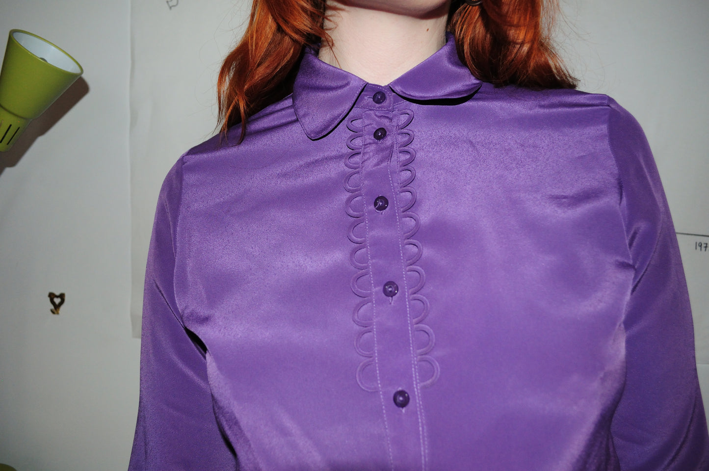 Vintage 70s Purple Scalloped Shirt