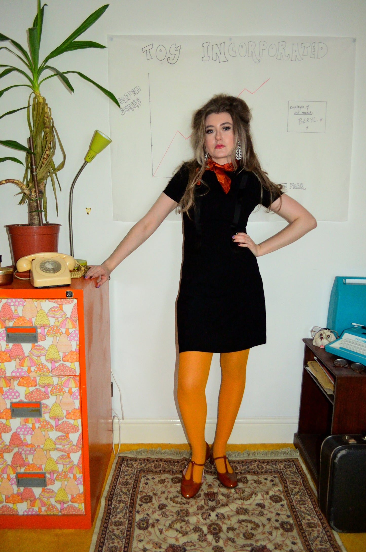 Vintage 60s Black Bow Dress