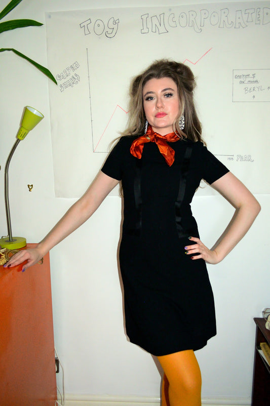 Vintage 60s Black Bow Dress