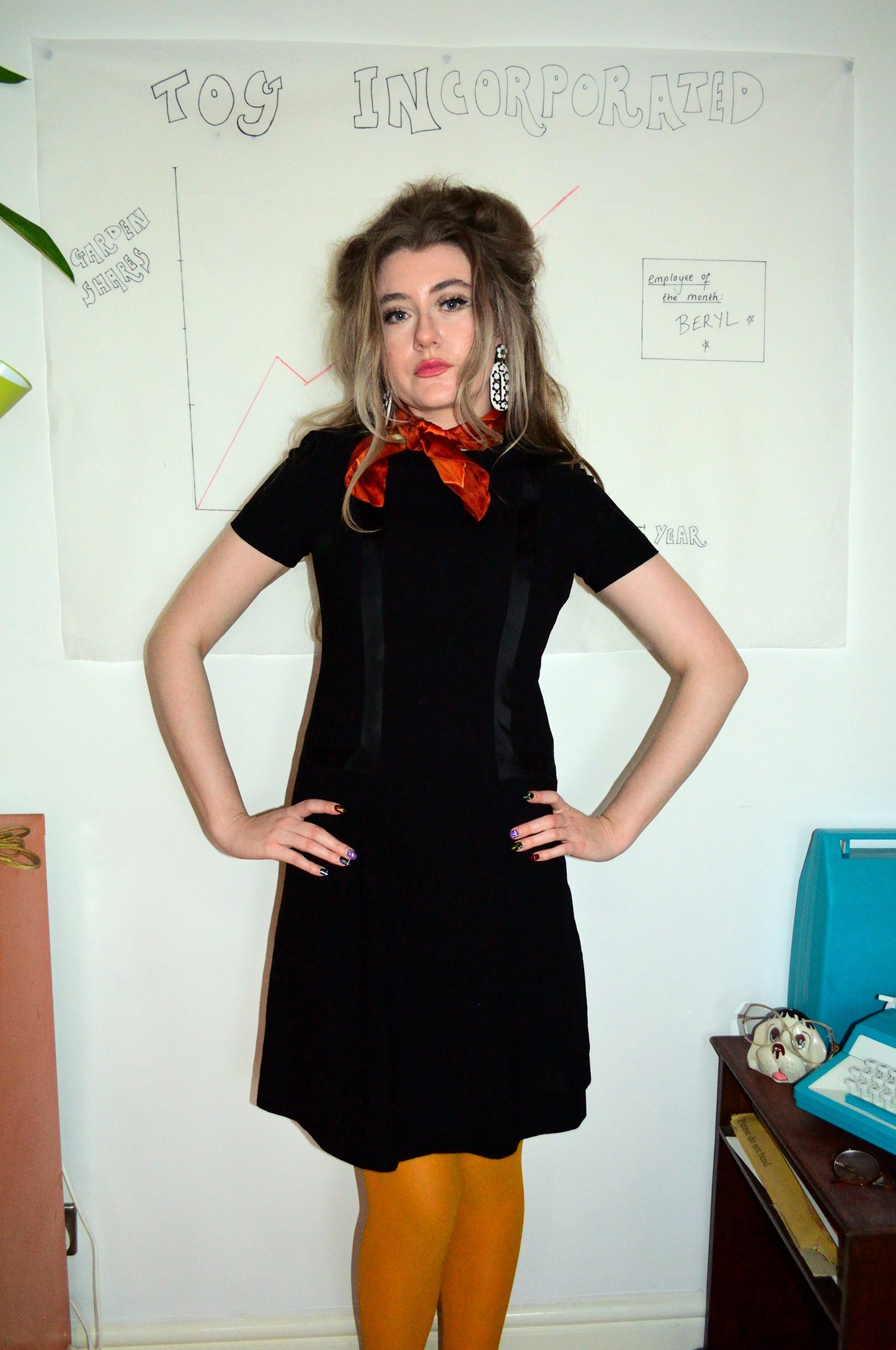 Vintage 60s Black Bow Dress