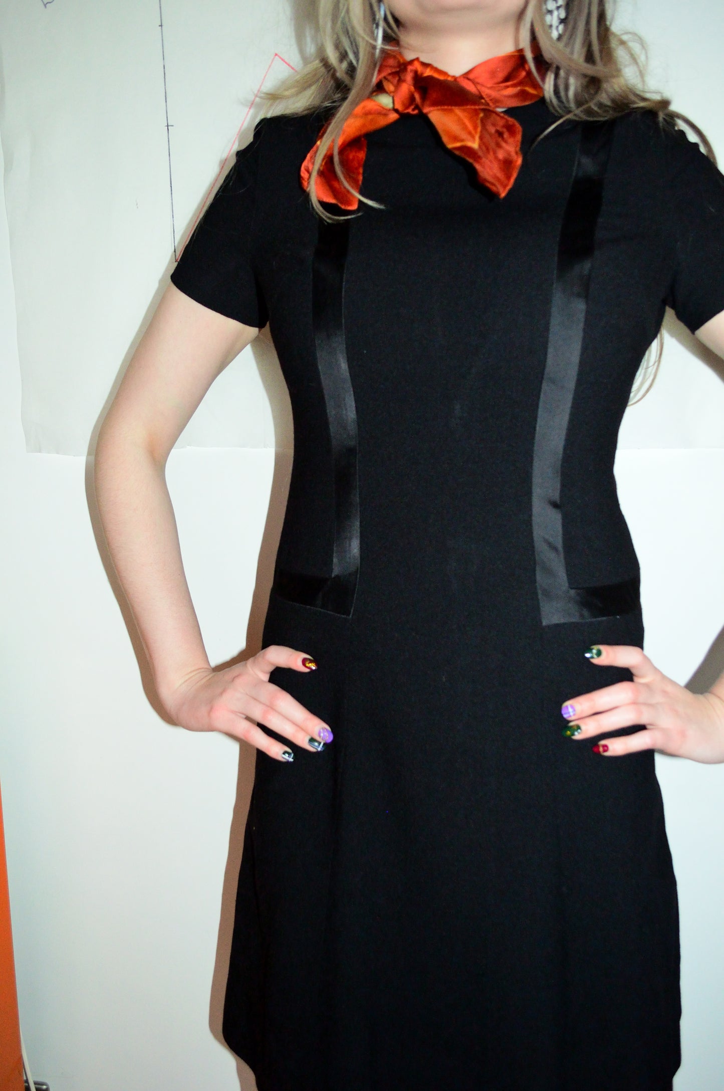 Vintage 60s Black Bow Dress