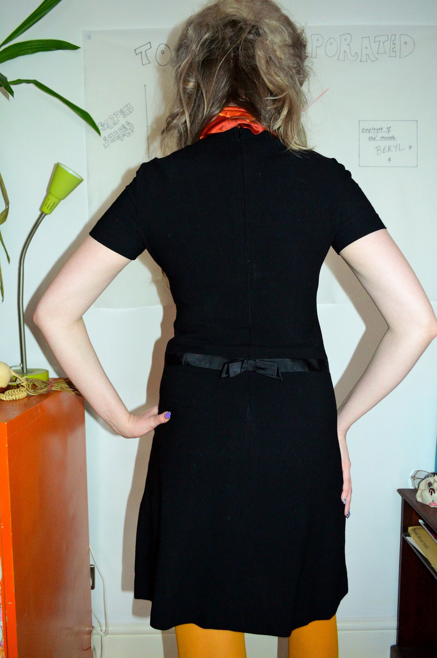 Vintage 60s Black Bow Dress