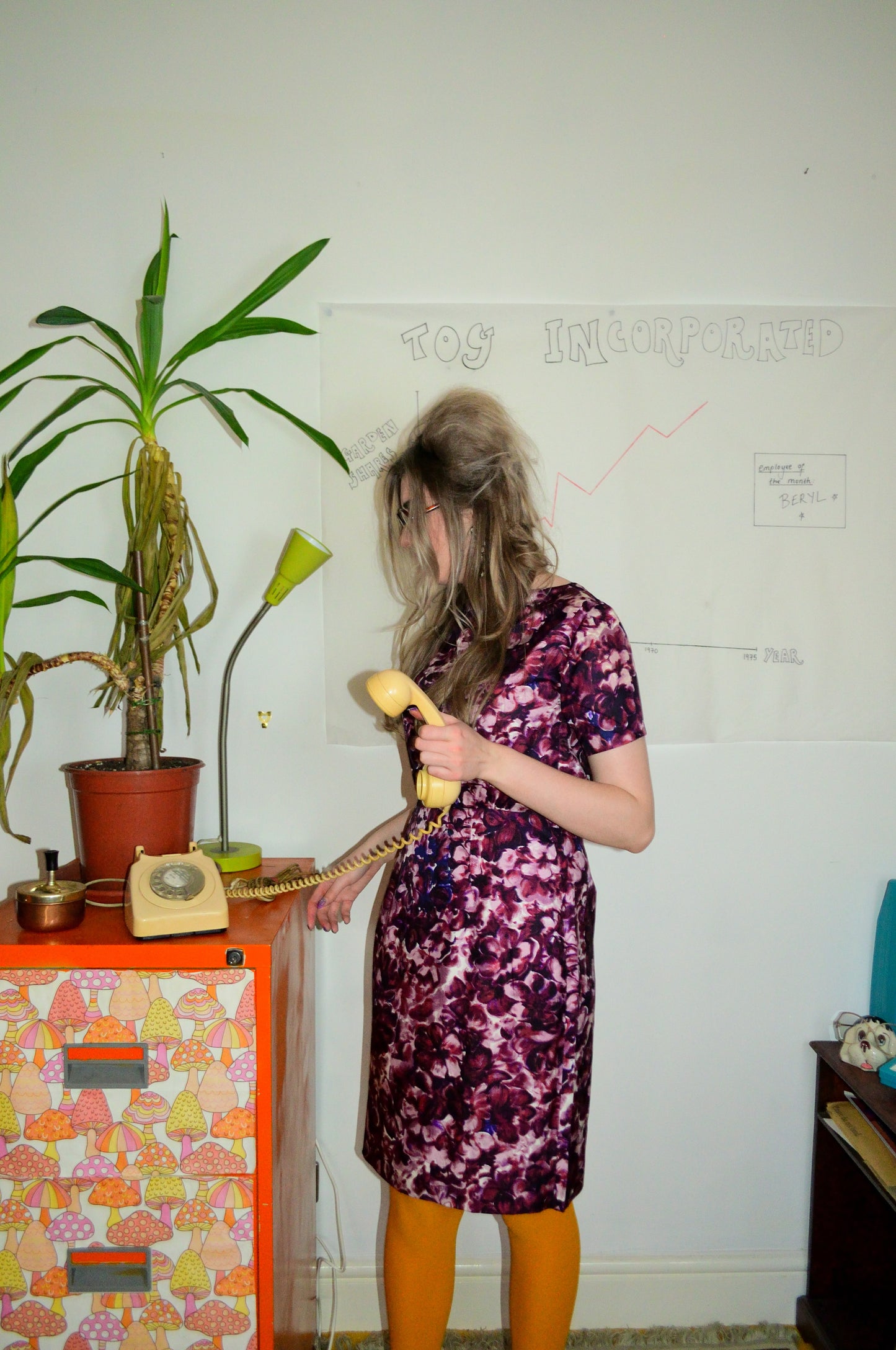 Vintage 60s Silk Purple Floral Pencil Dress