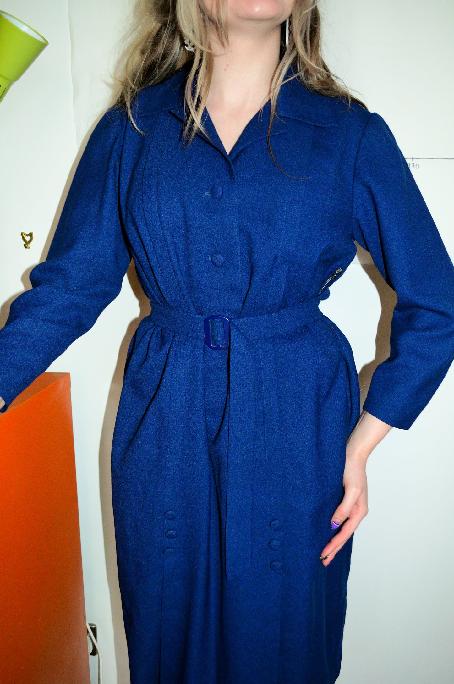 Vintage 60s Navy Blue Pencil Dress