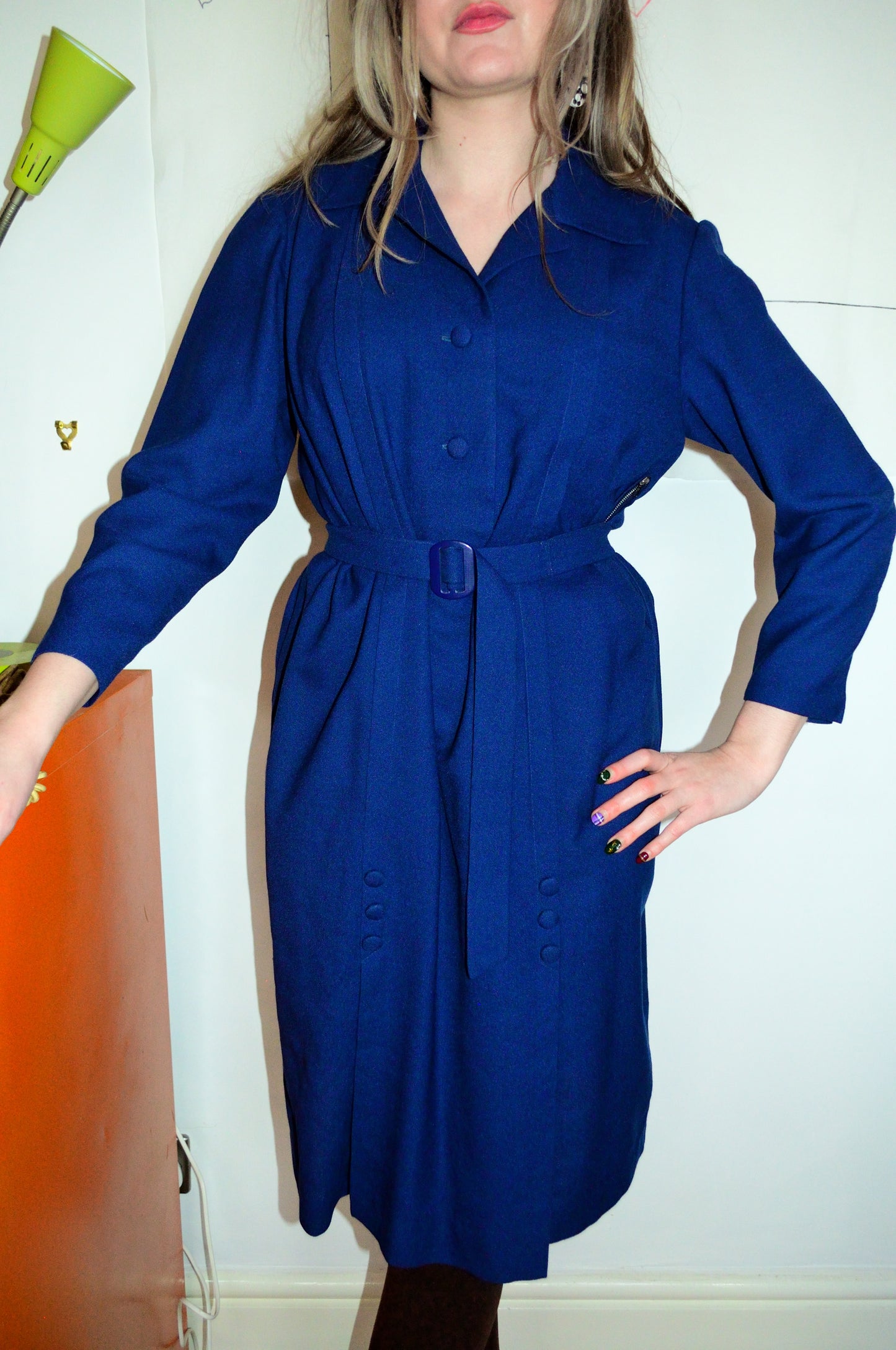 Vintage 60s Navy Blue Pencil Dress