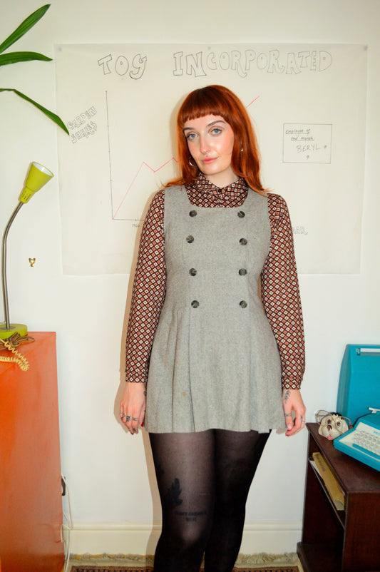 Vintage 60s Grey Knitted Mini Dress