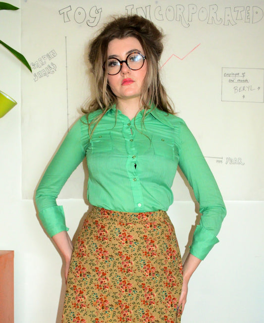 Vintage 70s Turquoise Shirt