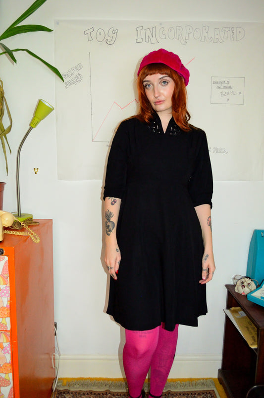Vintage 50s Black Midi Dress