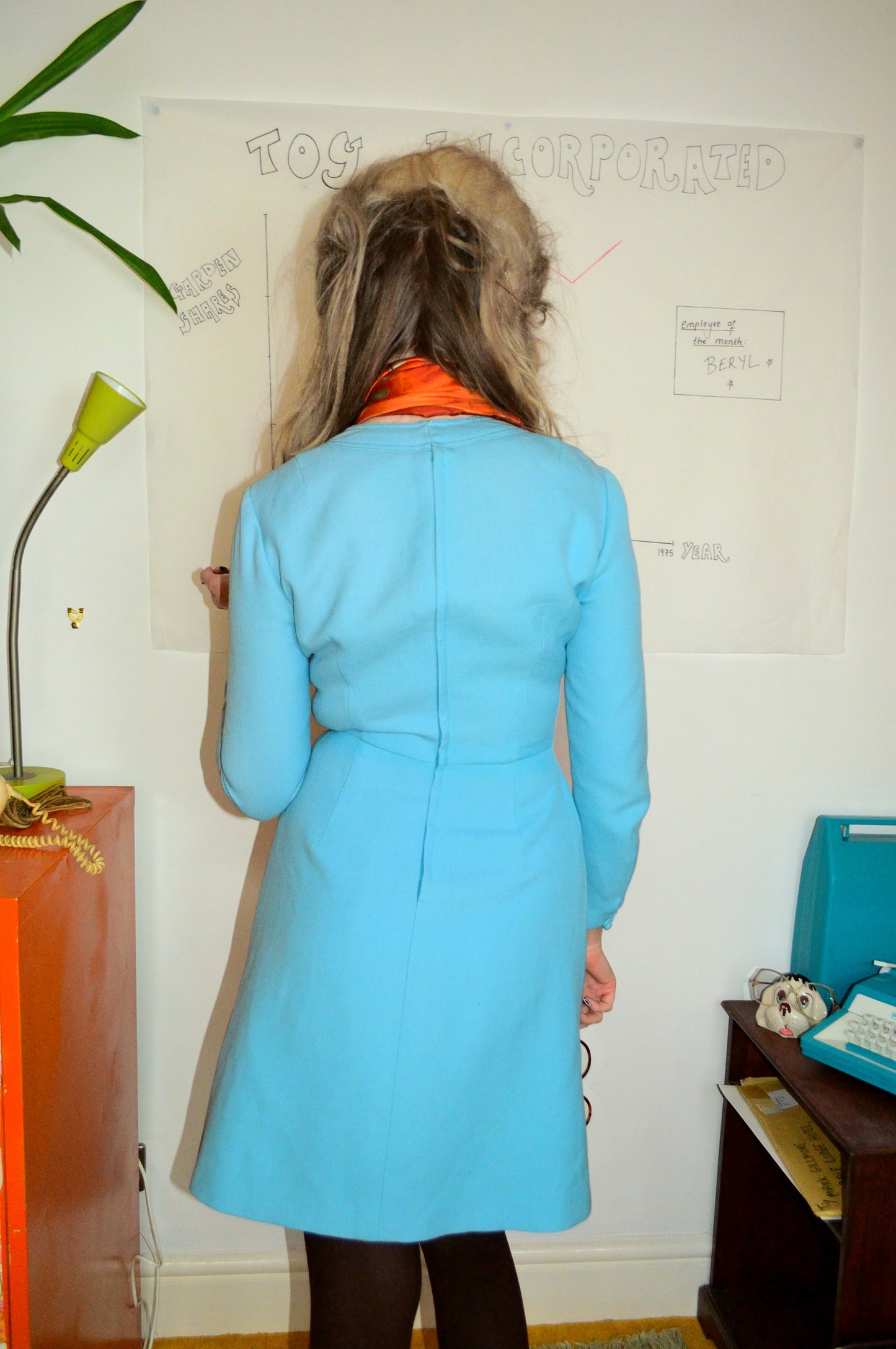 Vintage 60s Baby Blue Tailored Dress