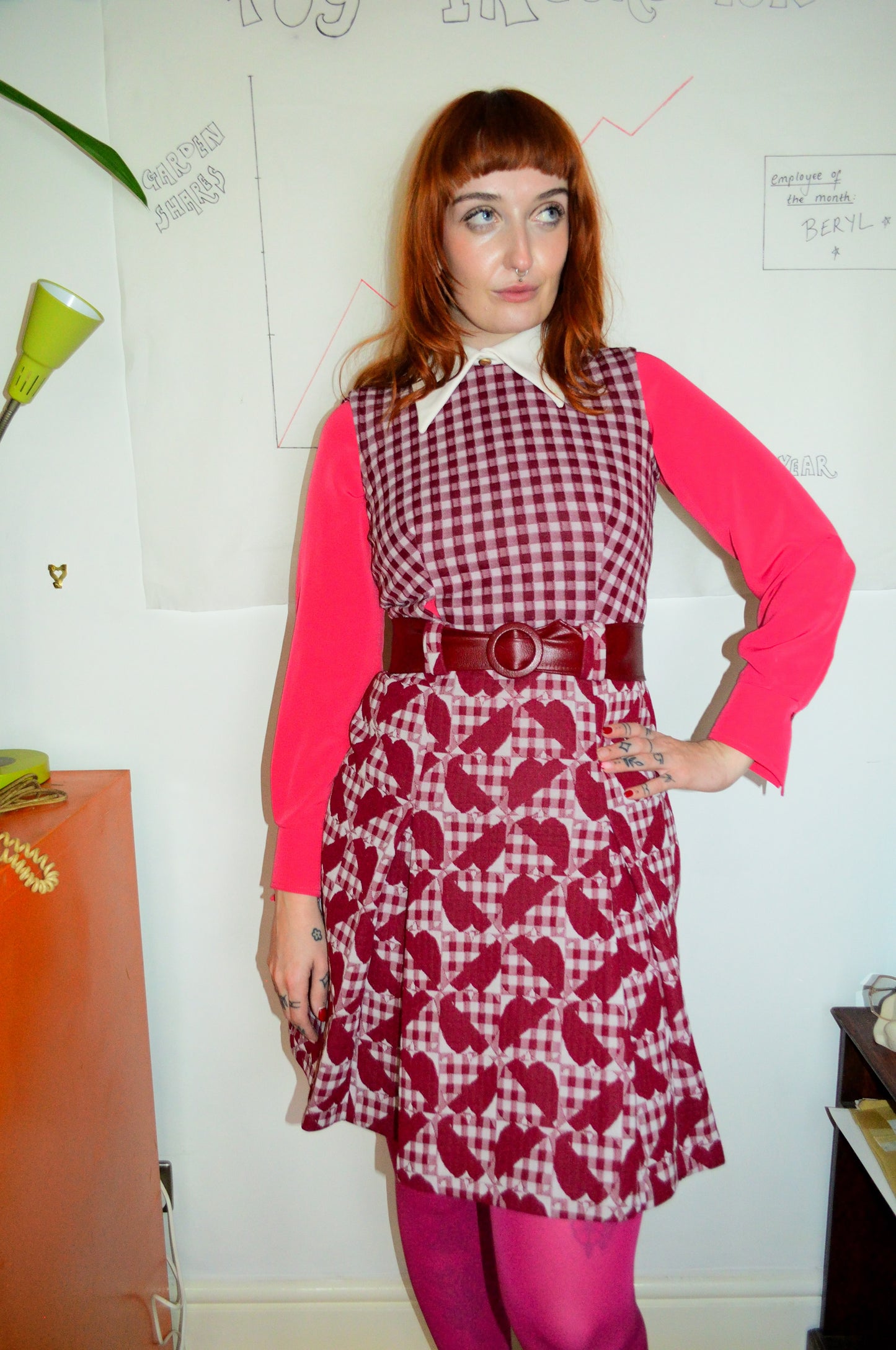 Vintage 70s Red Gingham Dress