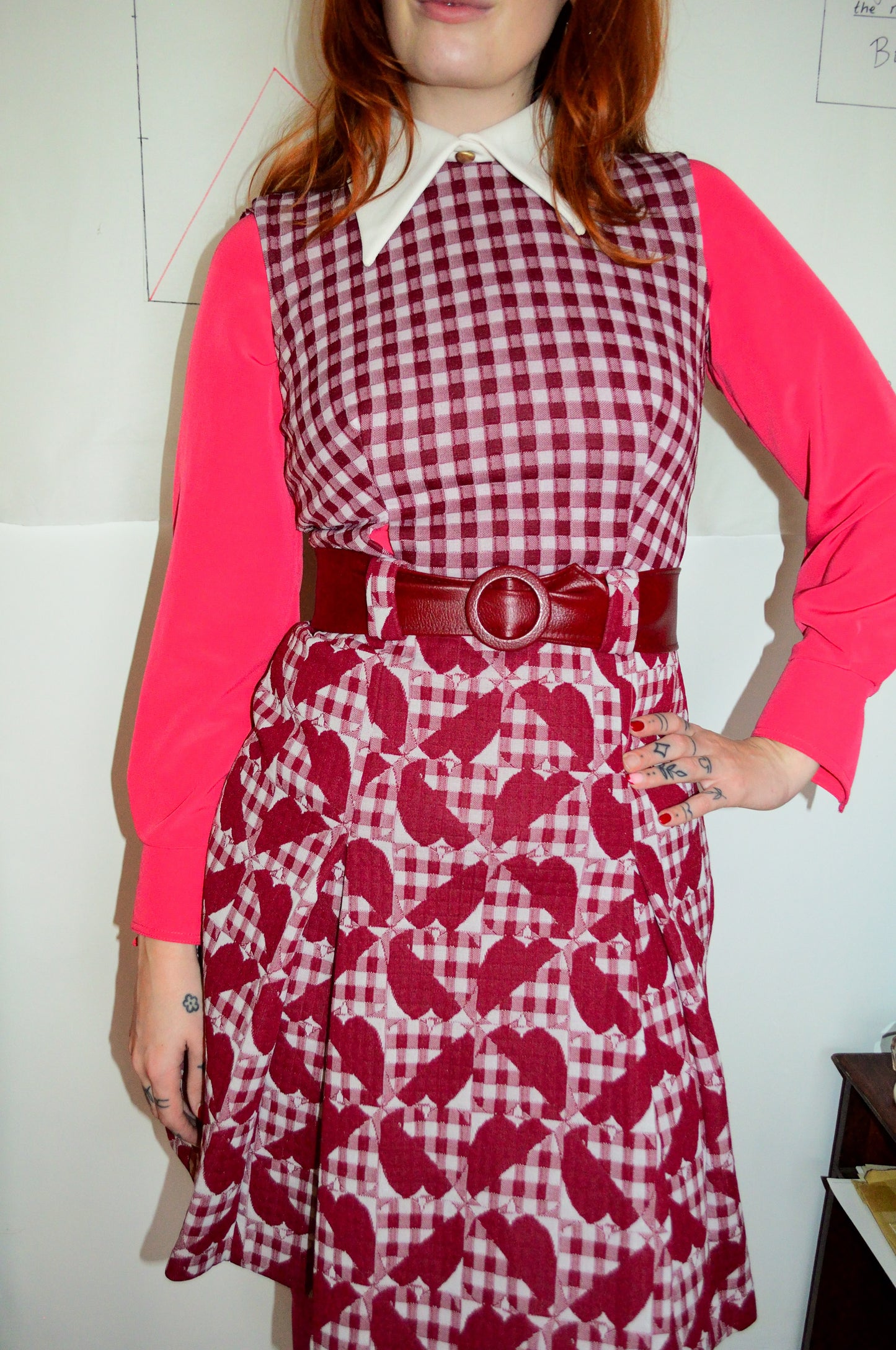 Vintage 70s Red Gingham Dress