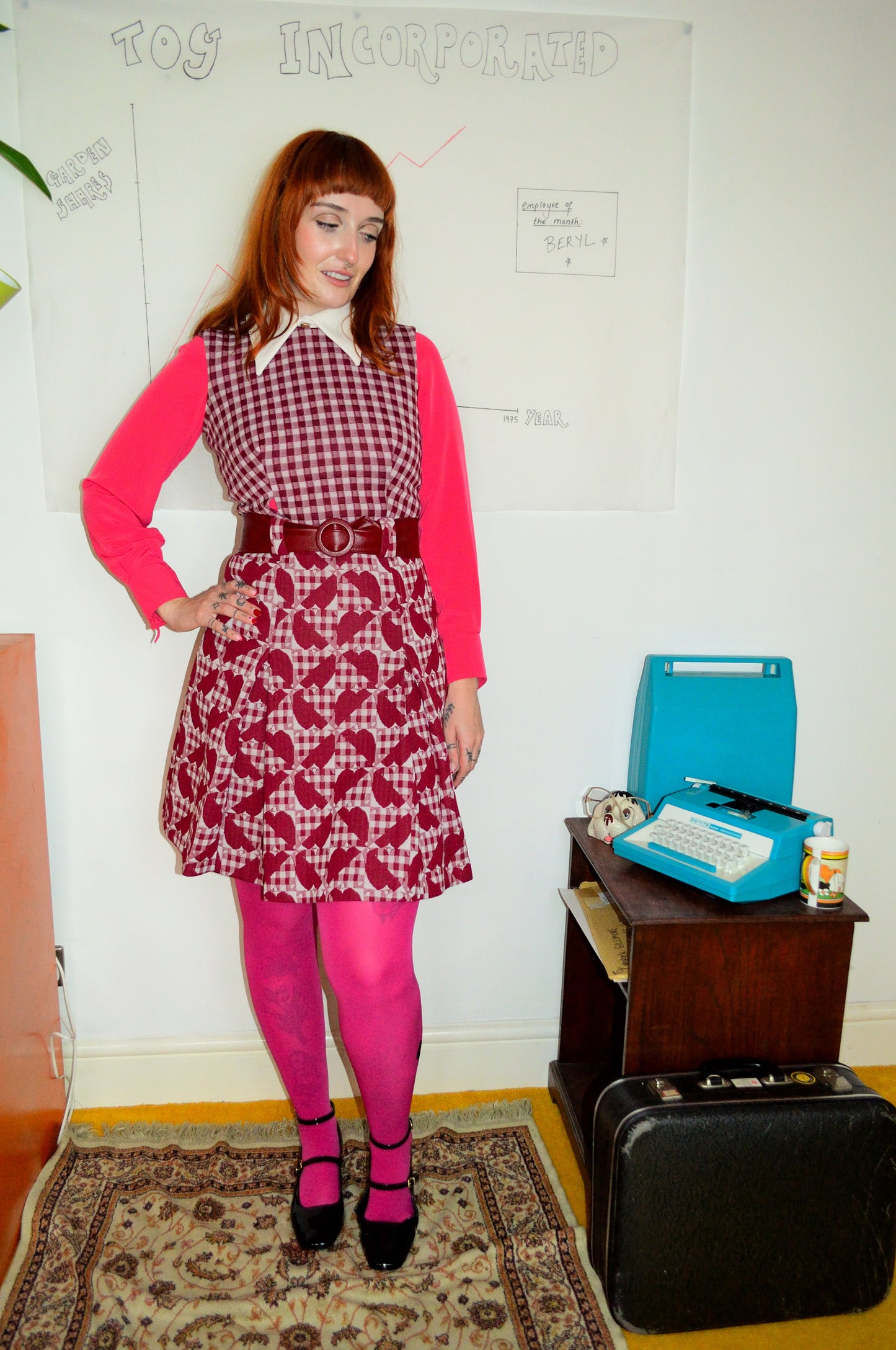 Vintage 70s Red Gingham Dress