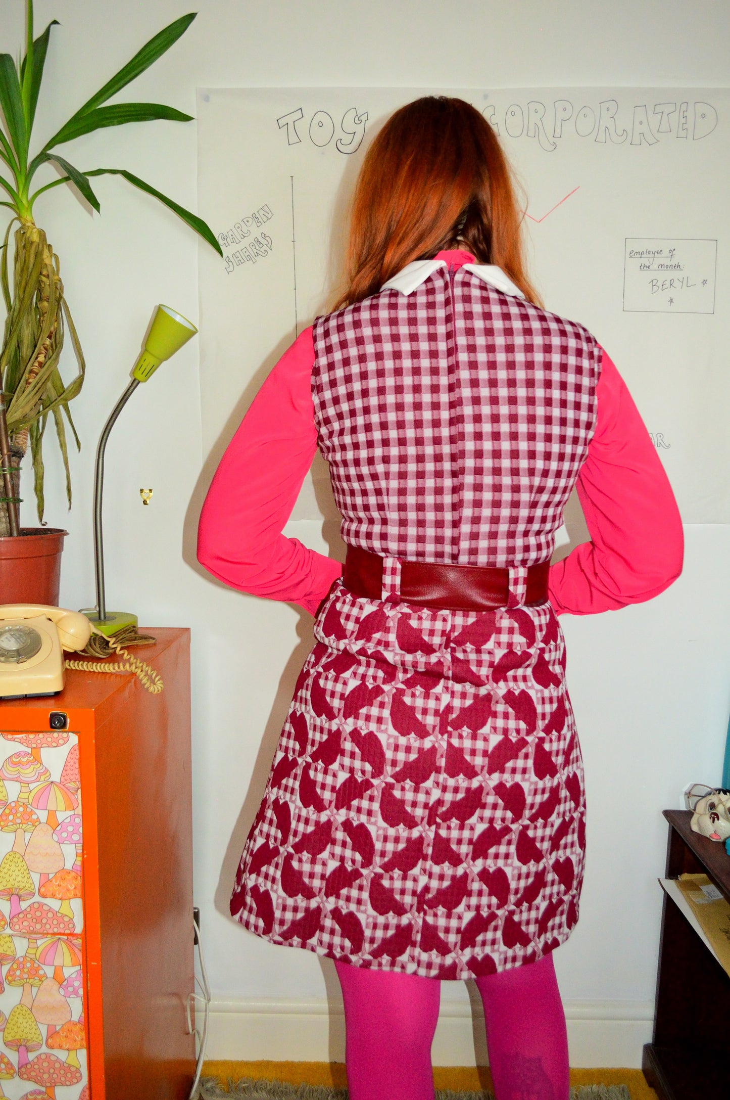 Vintage 70s Red Gingham Dress