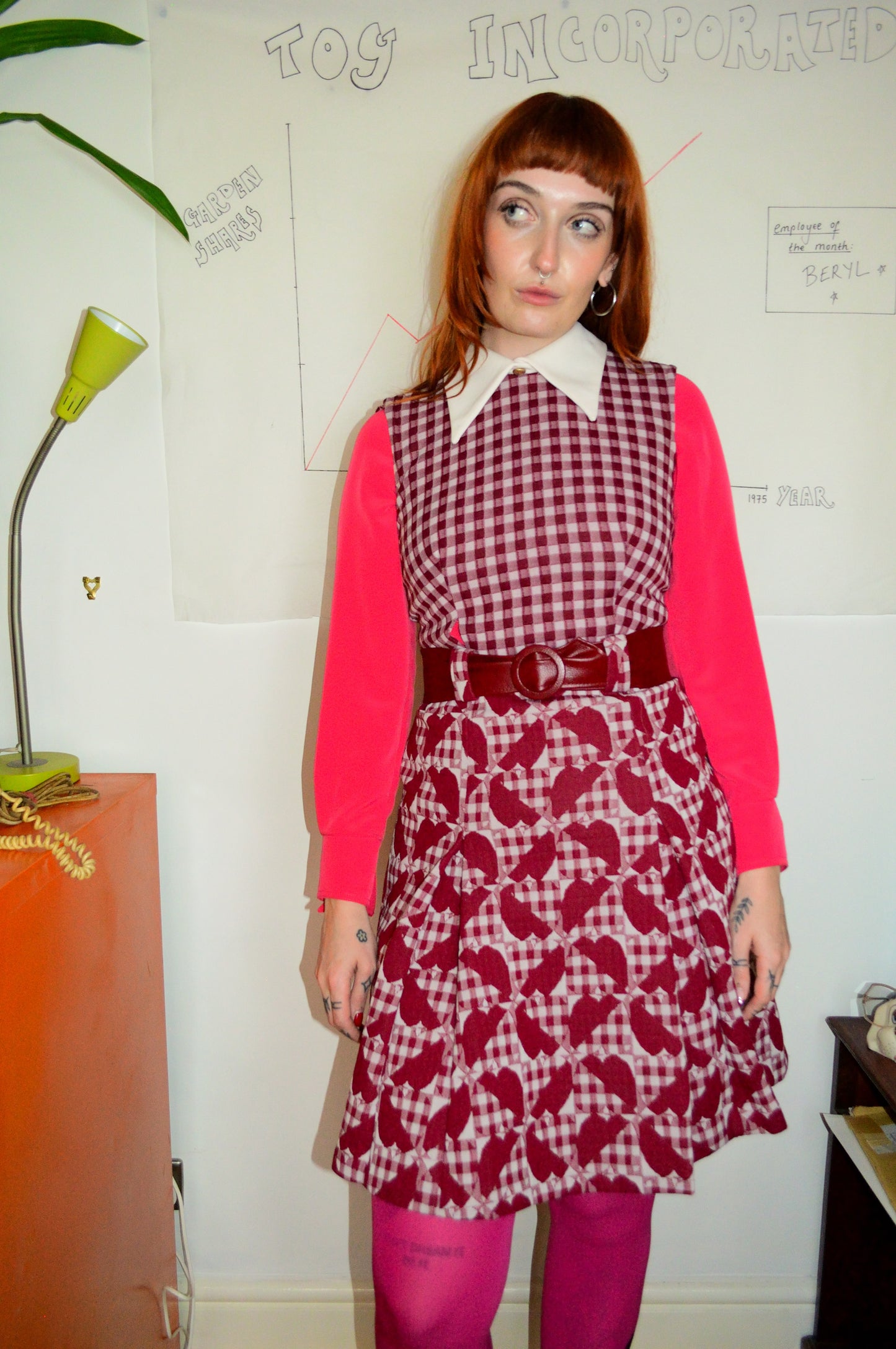 Vintage 70s Red Gingham Dress