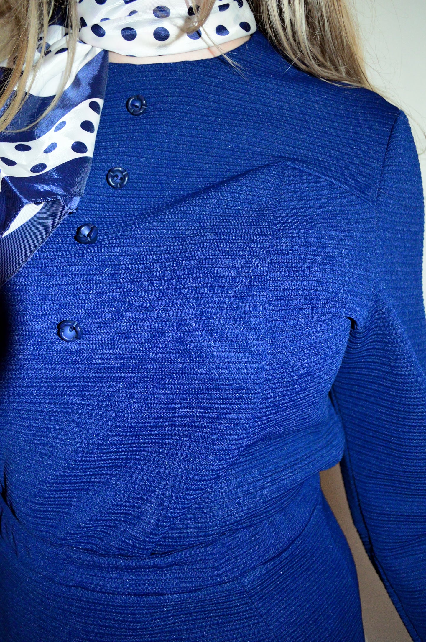 Vintage 60s Navy Blue Top and Skirt Two Piece