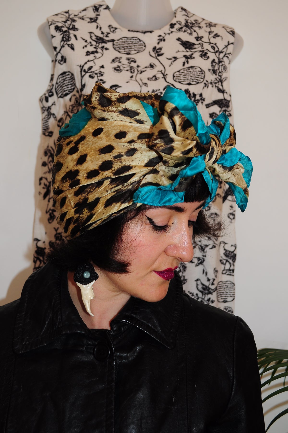 Vintage Leopard Print Silk Scarf
