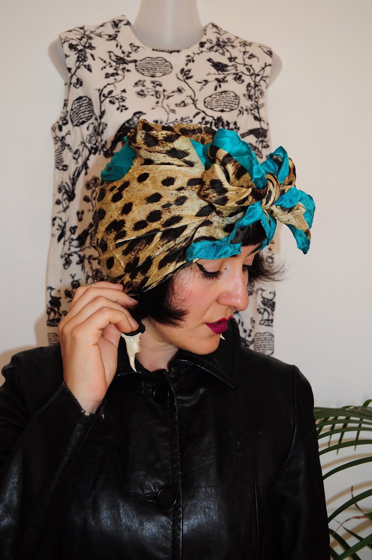 Vintage Leopard Print Silk Scarf