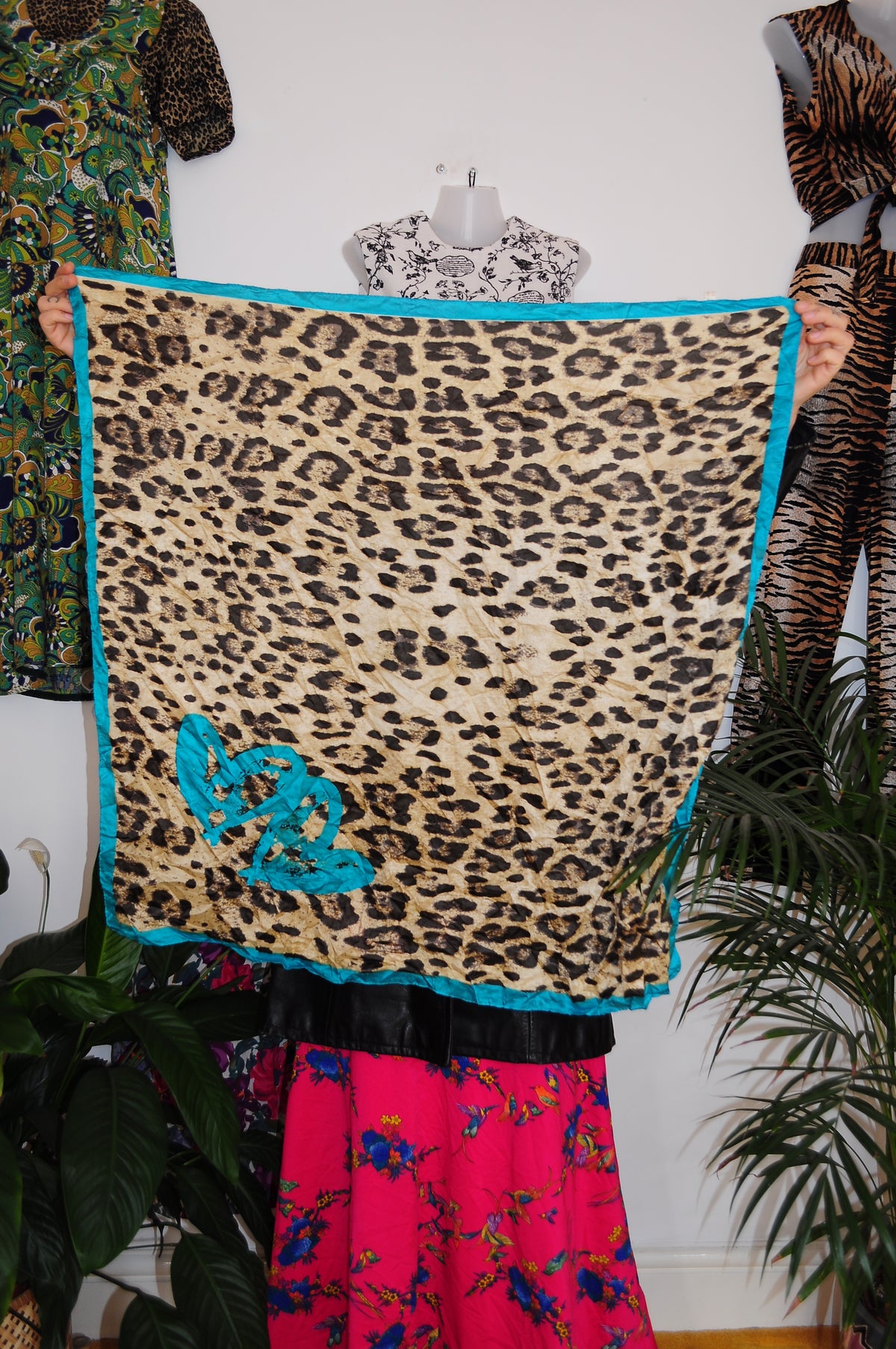 Vintage Leopard Print Silk Scarf