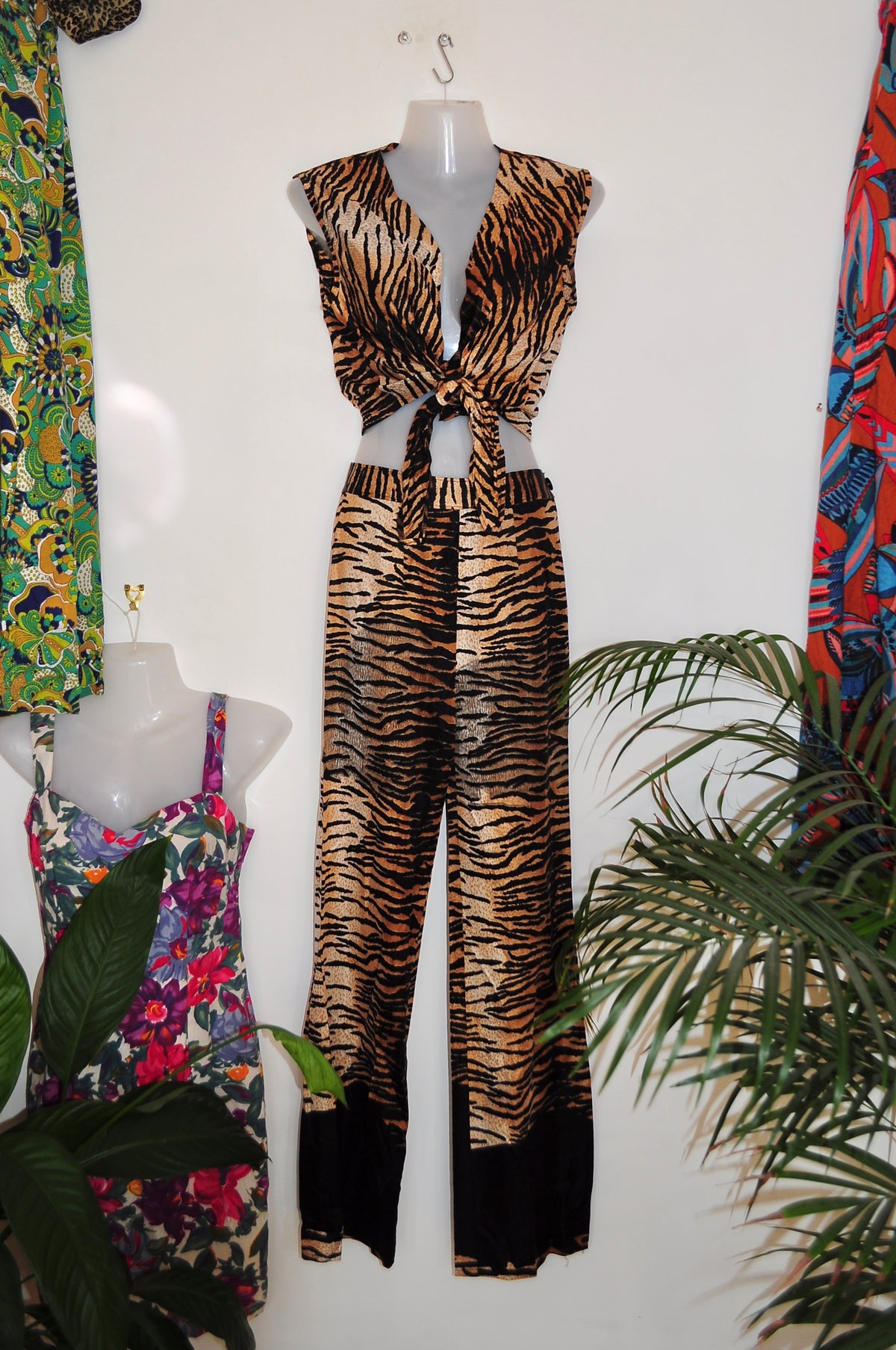 Vintage 70s Tiger Print Two Piece