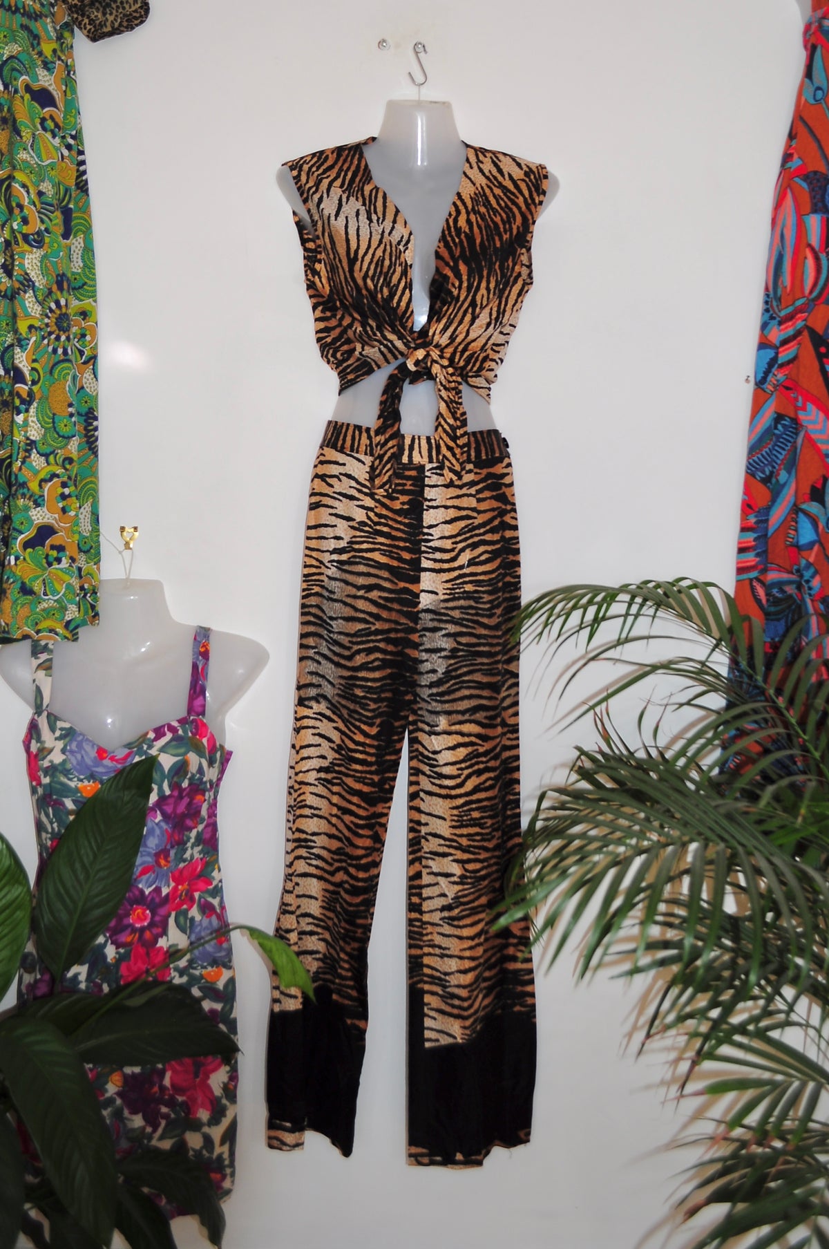Vintage 70s Tiger Print Two Piece