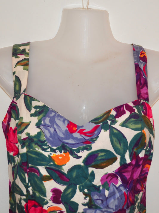 Vintage 80s Floral Pin Up Dress