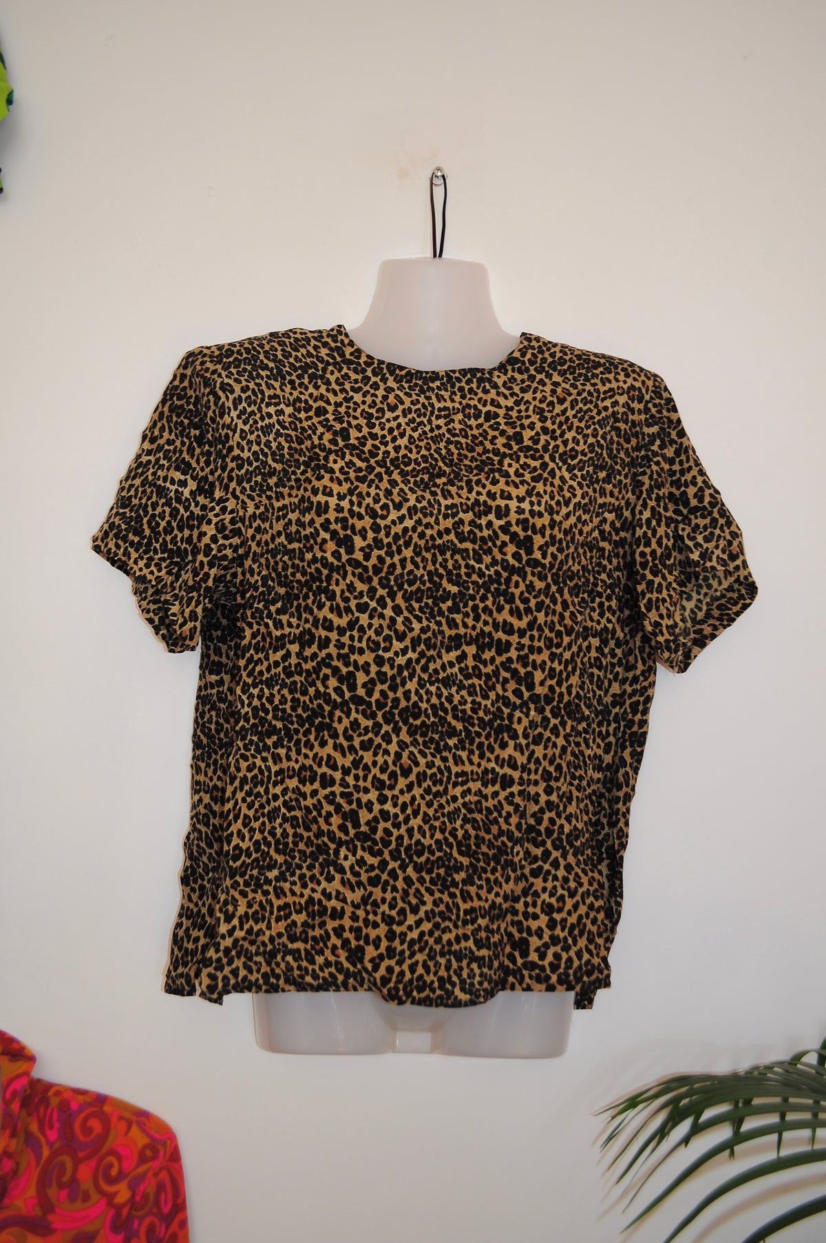Vintage 80s Leopard Print Silk Top
