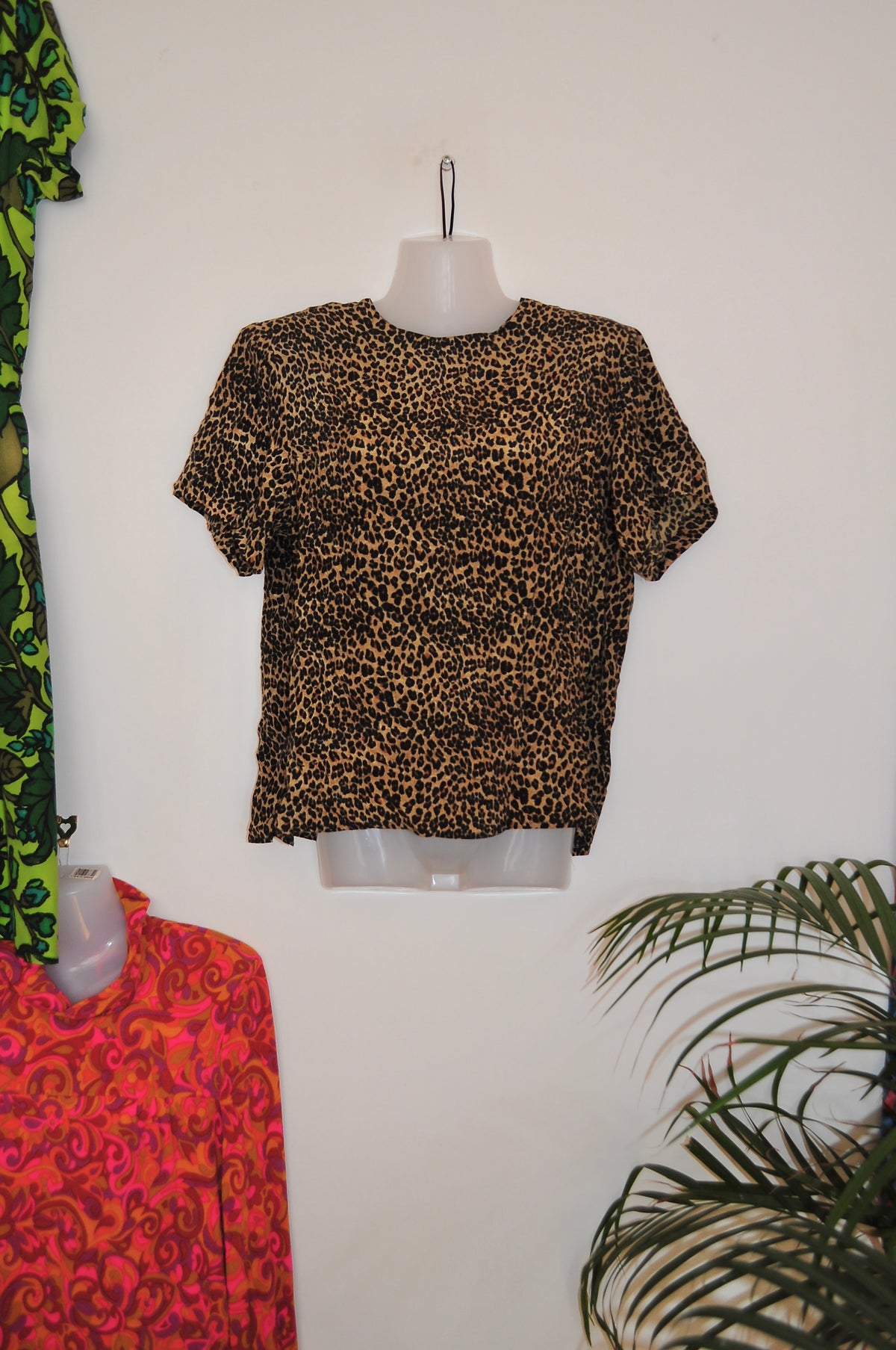 Vintage 80s Leopard Print Silk Top