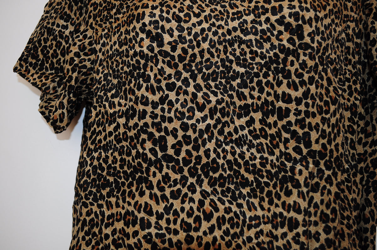 Vintage 80s Leopard Print Silk Top