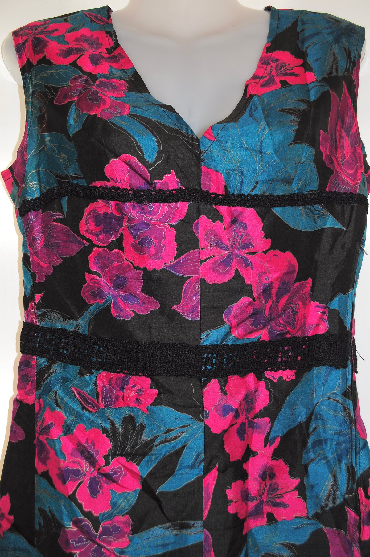 Vintage 60s Black and Purple Floral Mini Dress