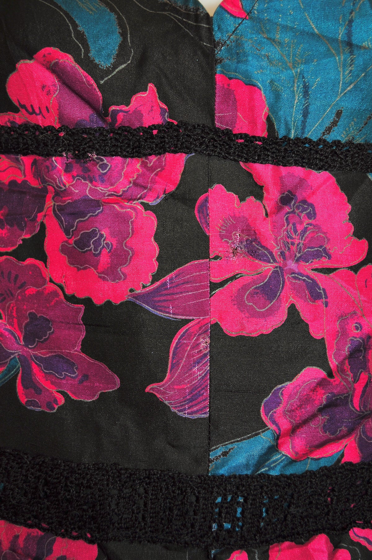 Vintage 60s Black and Purple Floral Mini Dress