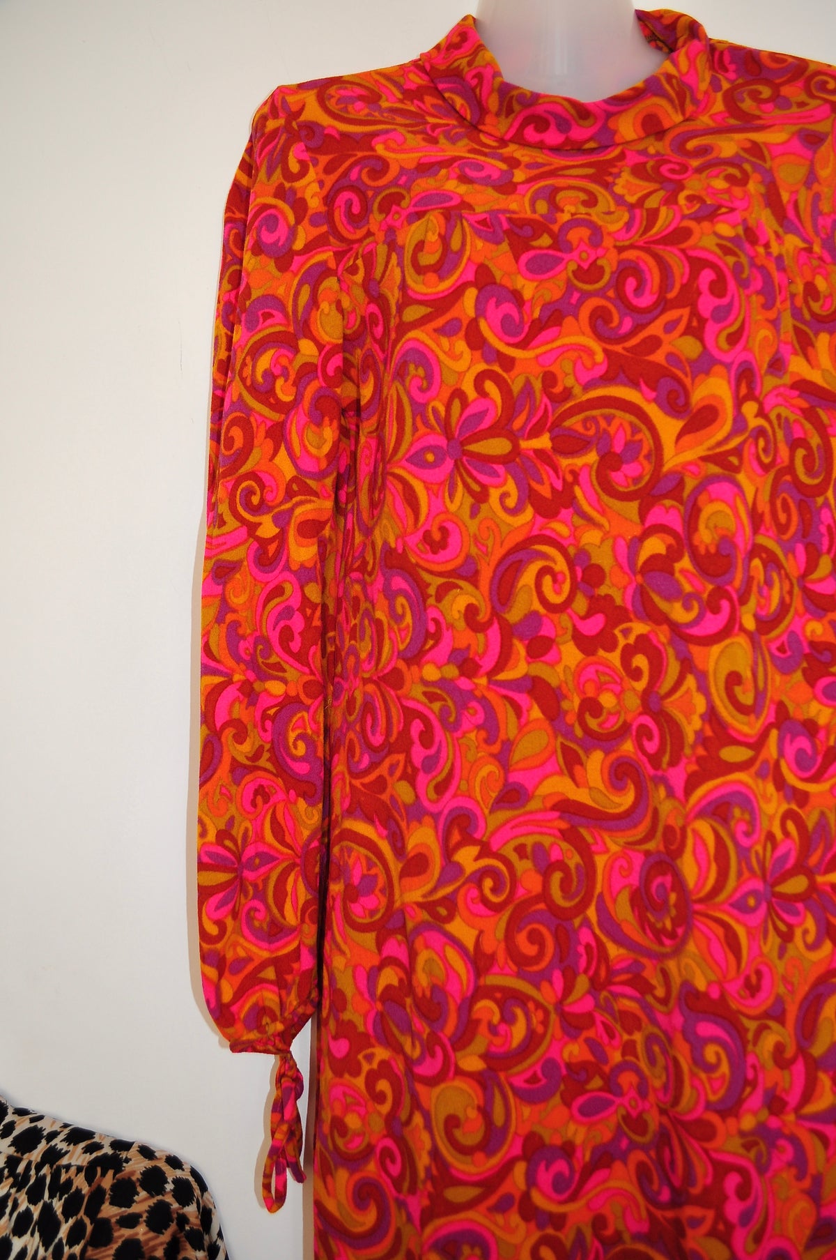 Vintage 60s Orange Psychedelic Mini Dress