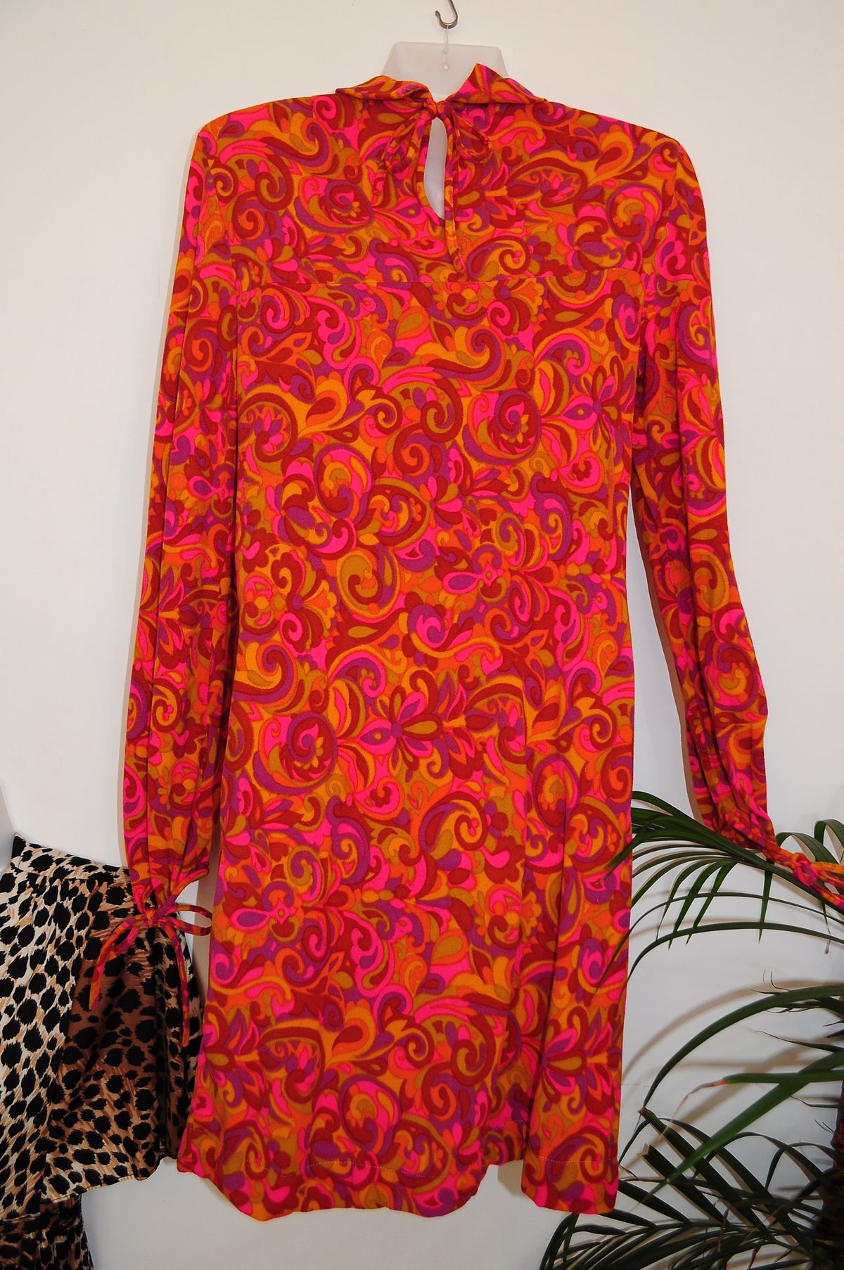 Vintage 60s Orange Psychedelic Mini Dress