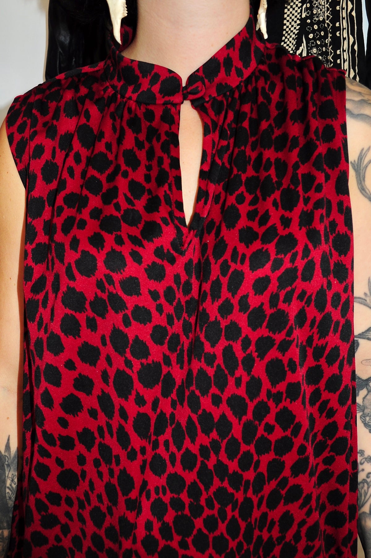 Vintage 80s Red Leopard Print Two Piece Dress and Jacket