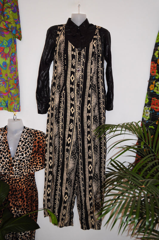 Vintage 80s Aztec Print Jumpsuit