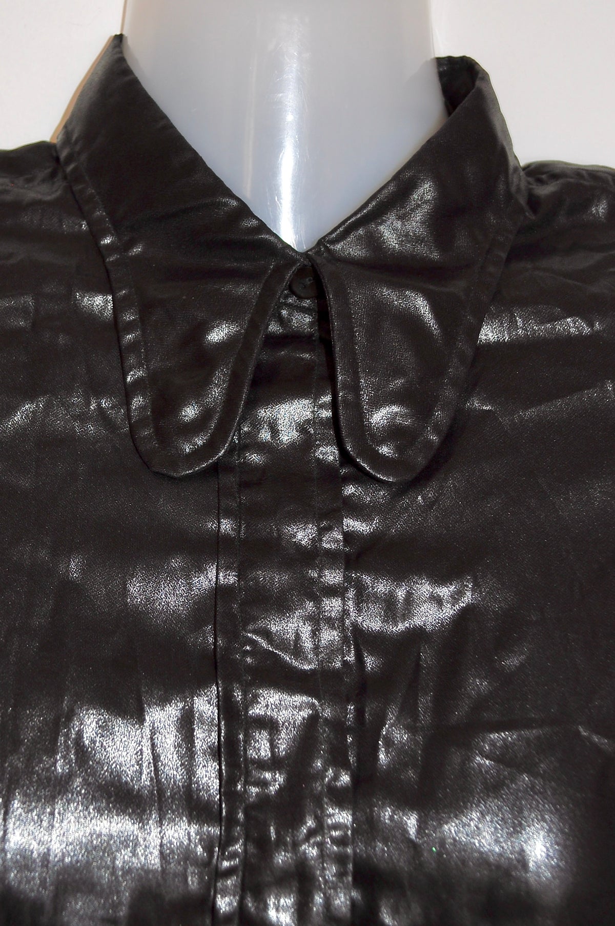 Vintage 70s Black Wet Look Shirt