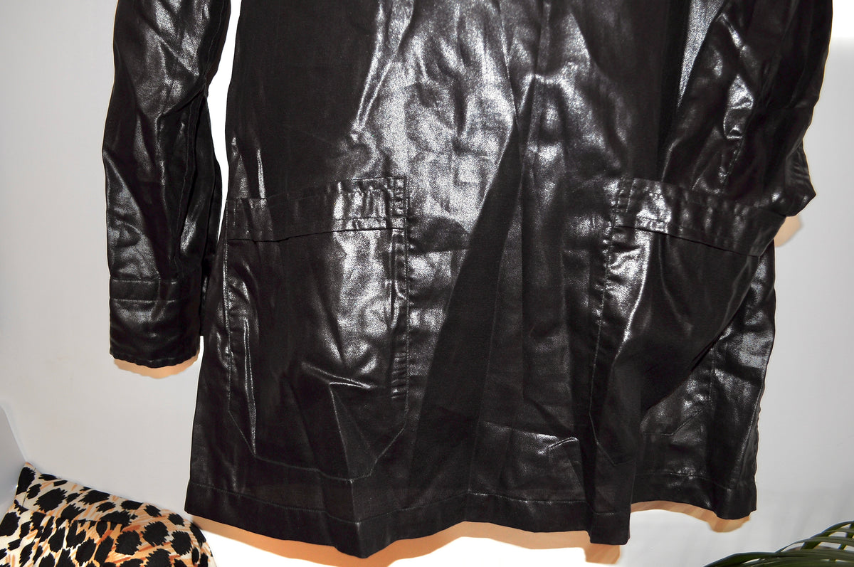 Vintage 70s Black Wet Look Shirt