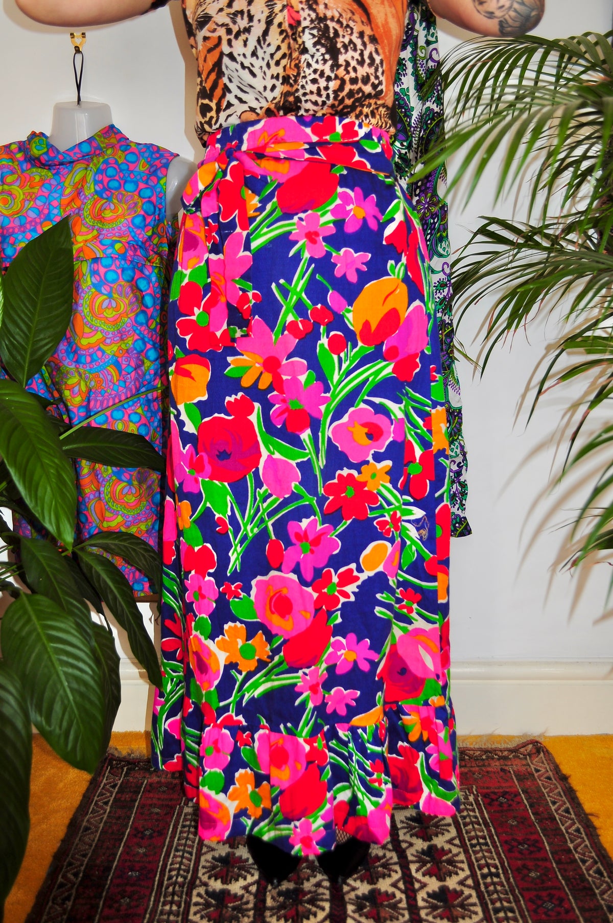 Vintage 70s Colourful Floral Maxi Skirt