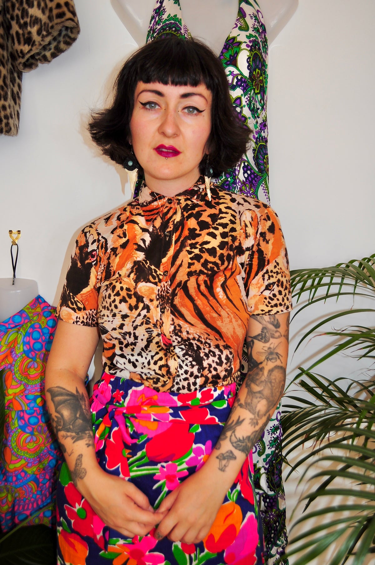 Vintage 80s Tiger Animal Print Shirt
