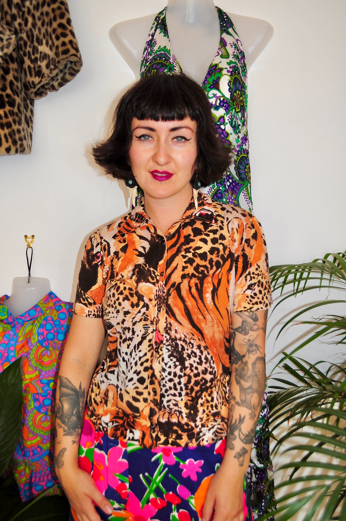 Vintage 80s Tiger Animal Print Shirt