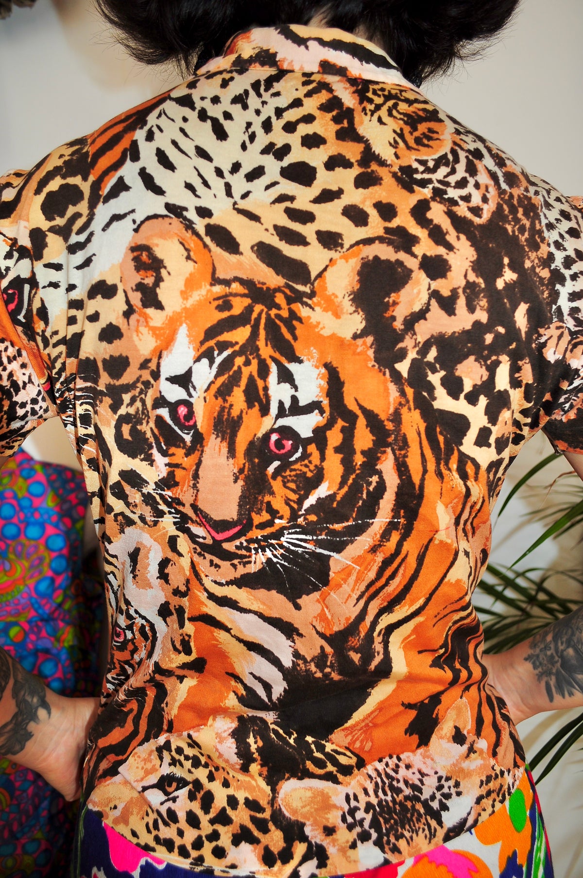 Vintage 80s Tiger Animal Print Shirt