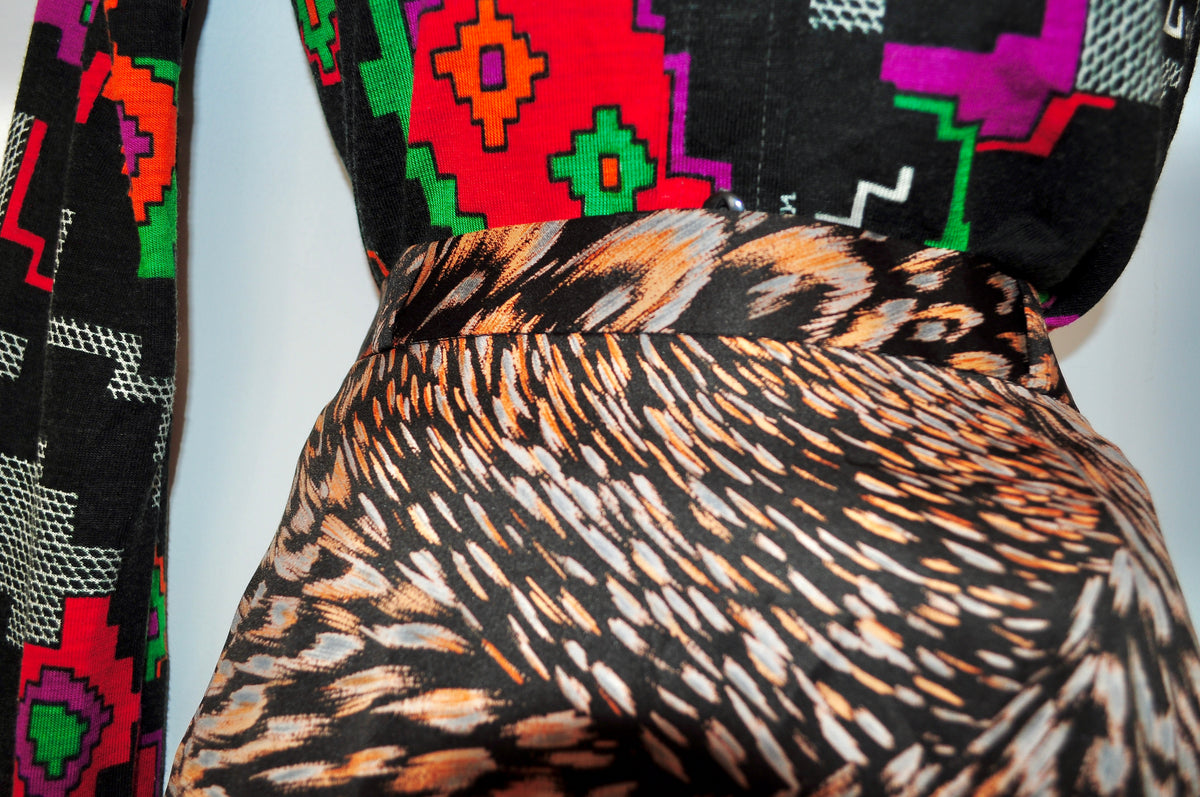 Vintage 70s C&A Feather Print Maxi Skirt