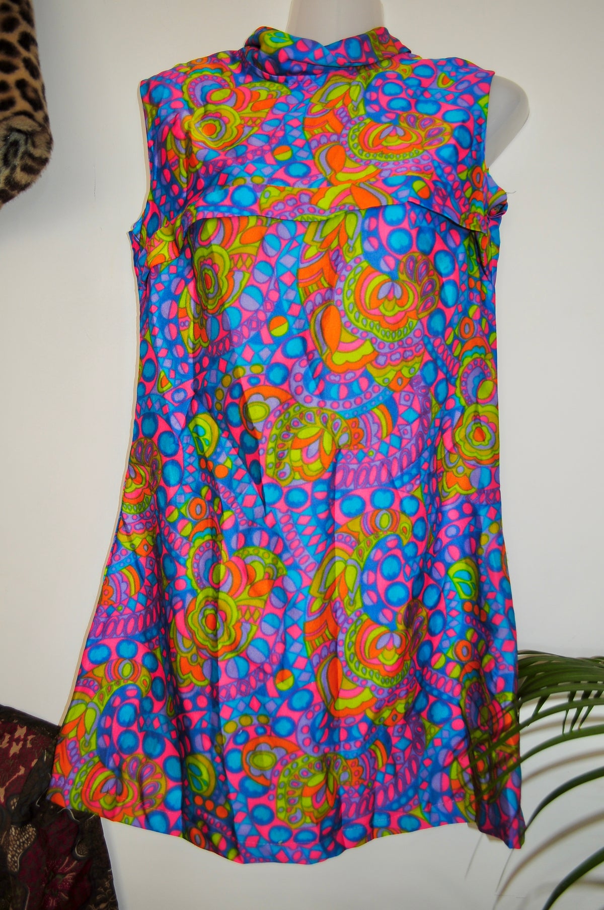 Vintage 60s Rare Colourful Psychedelic Mini Dress