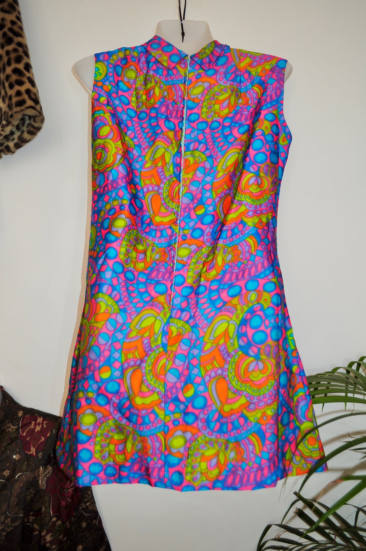 Vintage 60s Rare Colourful Psychedelic Mini Dress
