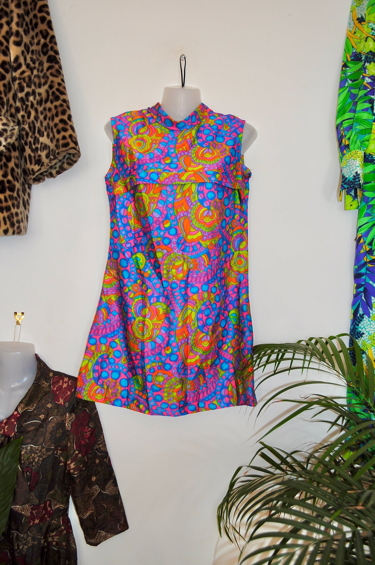 Vintage 60s Rare Colourful Psychedelic Mini Dress