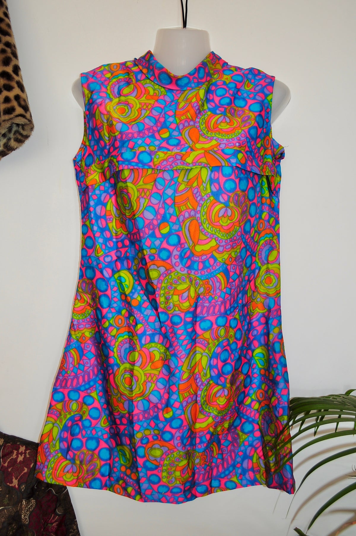 Vintage 60s Rare Colourful Psychedelic Mini Dress