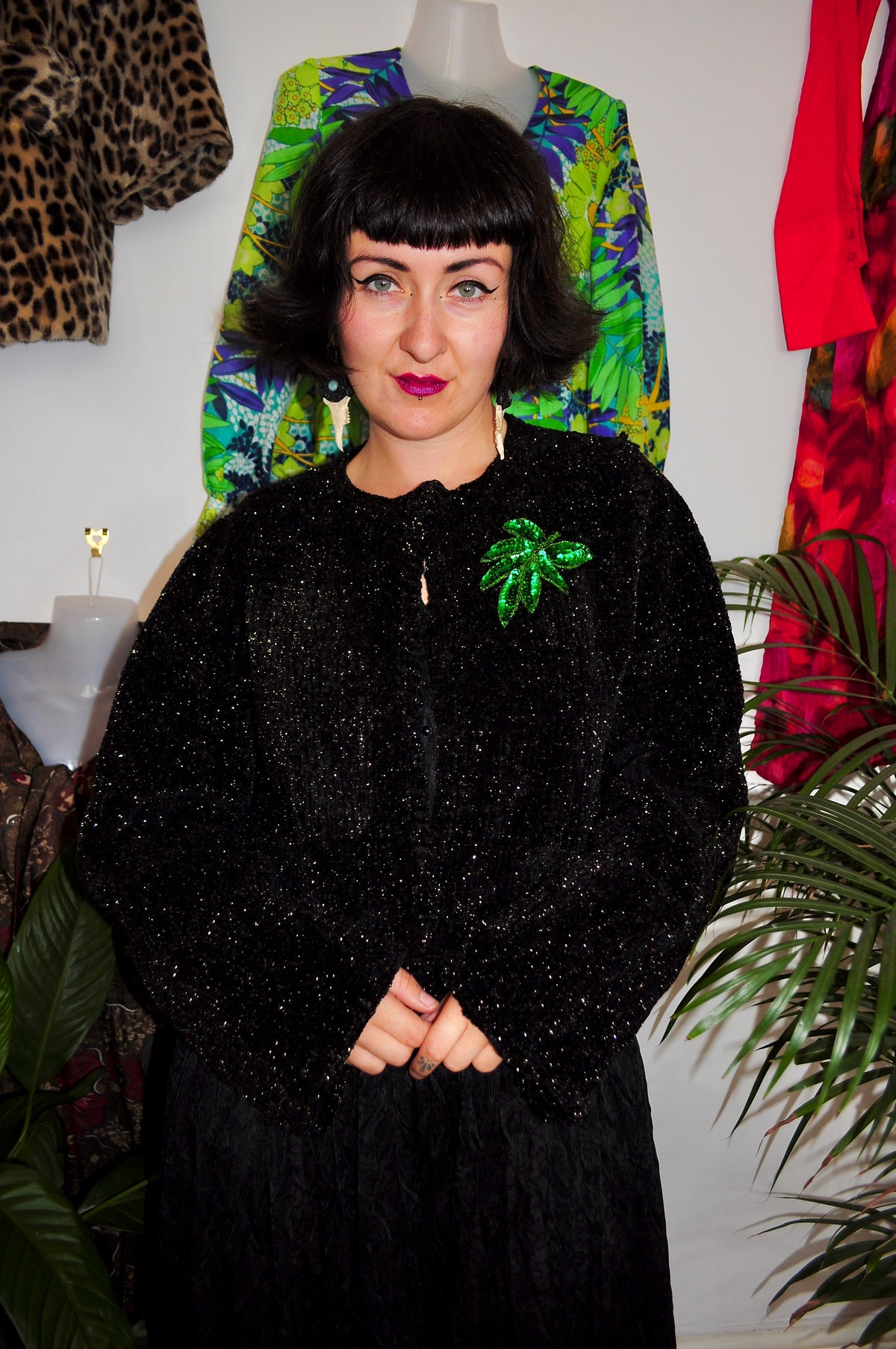 Vintage 80s Black Lurex Cardigan